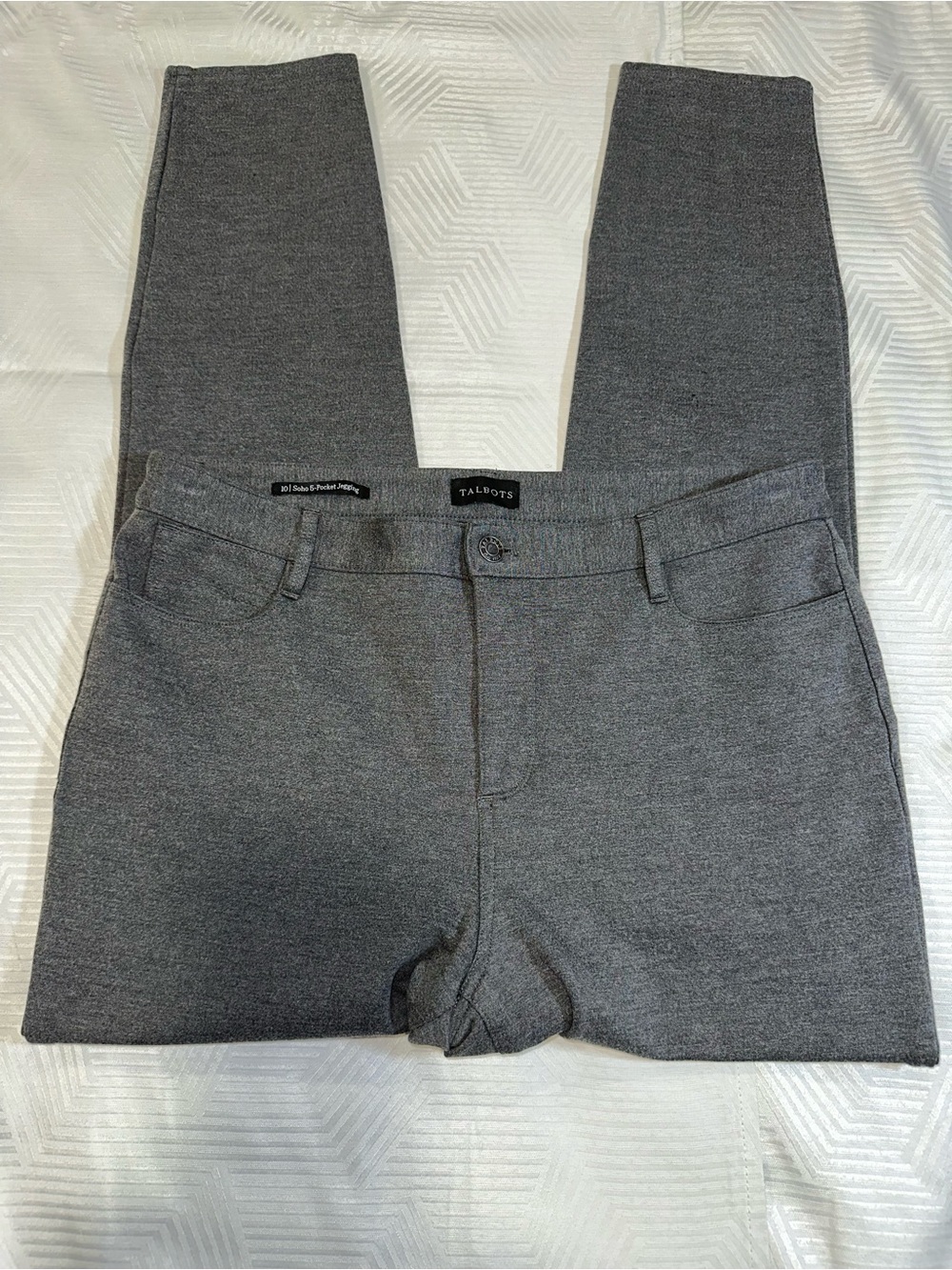 Talbots Soho 5-Pocket Jeggings Gray Ponte Knit Skinny Pants Size 10 EUC
